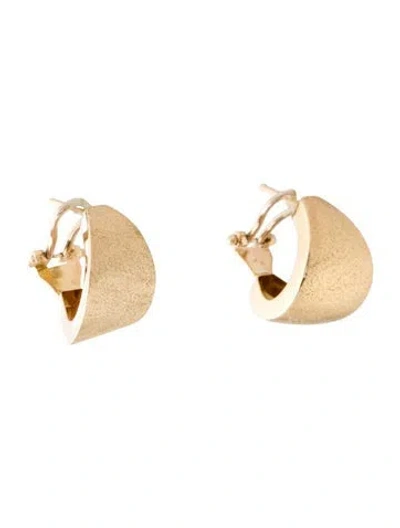Pre-owned Earrings 14k Textured Hoop Earclip  In Multi