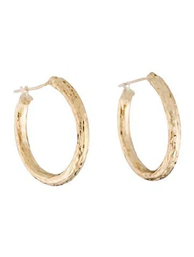 Pre-owned Earrings 14k Textured Hoop  In Multi