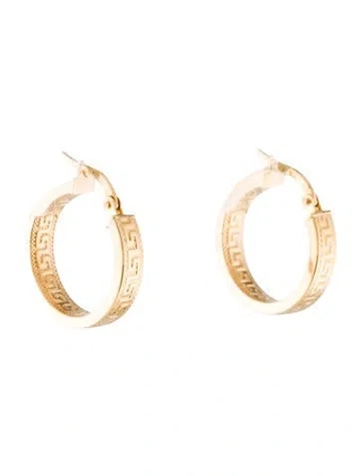 Pre-owned Earrings 14k Textured Hoop  In Multi