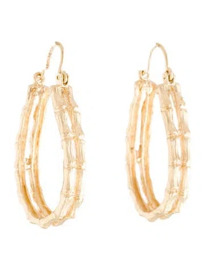 Pre-owned Earrings 14k Textured Hoop  In Multi