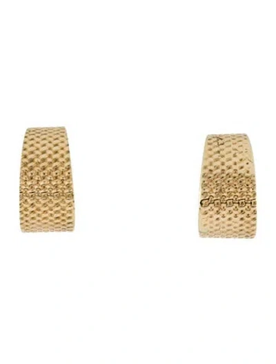 Pre-owned Earrings 14k Textured Hoop  In Multi