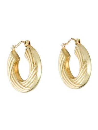 Pre-owned Earrings 14k Textured Hoop  In Multi