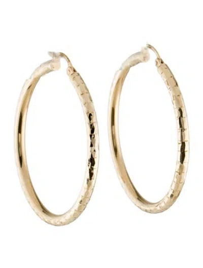 Pre-owned Earrings 14k Textured Hoop  In Multi