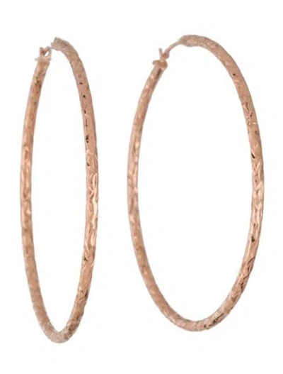 Pre-owned Earrings 14k Textured Hoop  In Multi