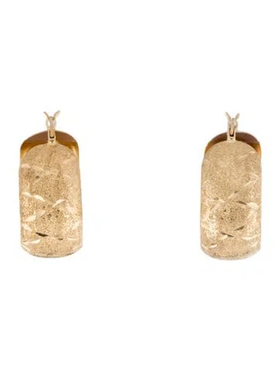 Pre-owned Earrings 14k Textured Hoop  In Multi