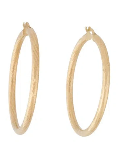 Pre-owned Earrings 14k Textured Hoop  In Multi