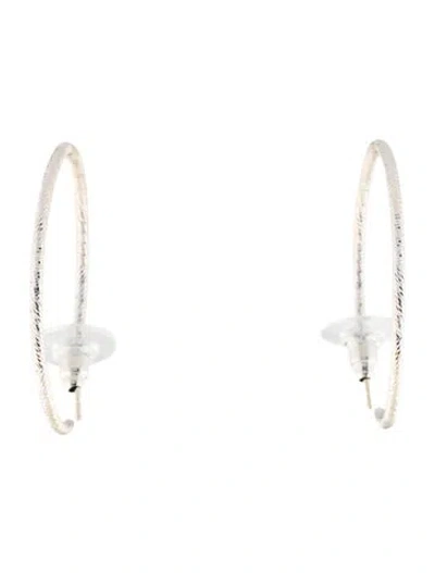 Pre-owned Earrings 14k Textured Hoop  In Multi