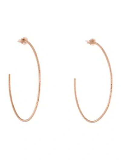 Pre-owned Earrings 14k Textured Hoop  In Multi