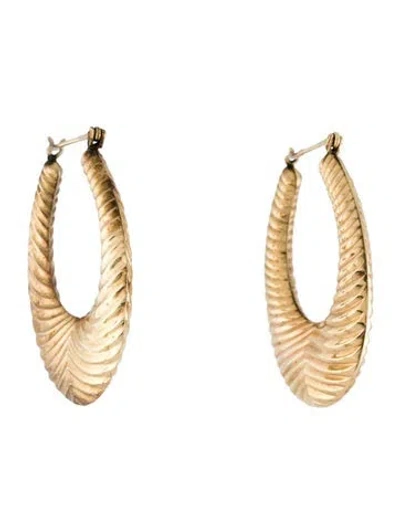 Pre-owned Earrings 14k Textured Hoops In Multi
