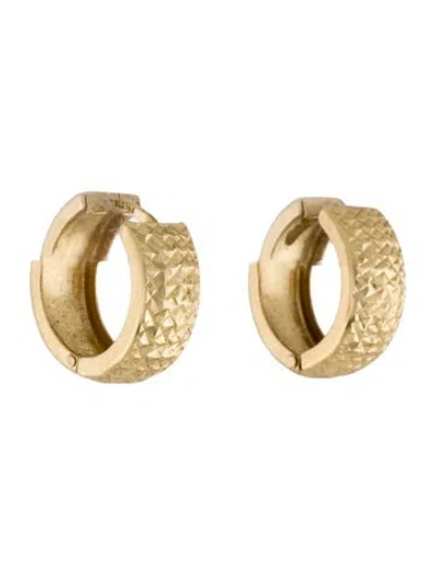 Pre-owned Earrings 14k Textured Huggie  In Multi