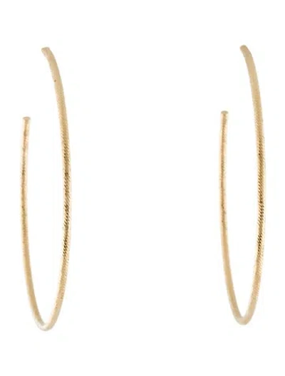 Pre-owned Earrings 14k Textured Large Hoop  In Multi