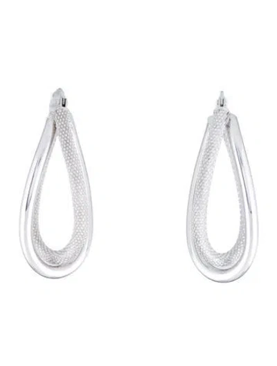 Pre-owned Earrings 14k Textured Oval Hoop  In Multi