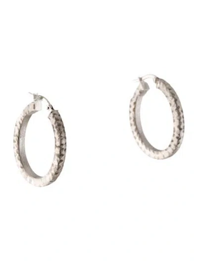 Pre-owned Earrings 14k Textured Oval Hoop  In Multi