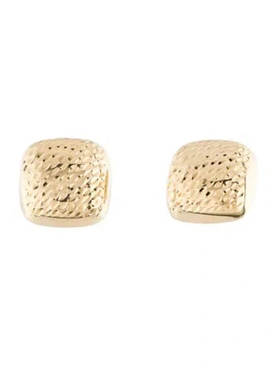 Pre-owned Earrings 14k Textured Square Stud  In Multi