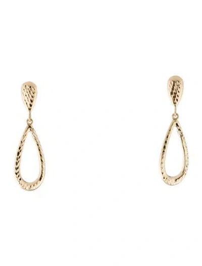 Pre-owned Earrings 14k Textured Teardrop Drop  In Multi