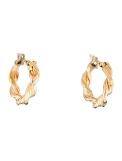 Pre-owned Earrings 14k Textured Twist Hoop Earring In Multi