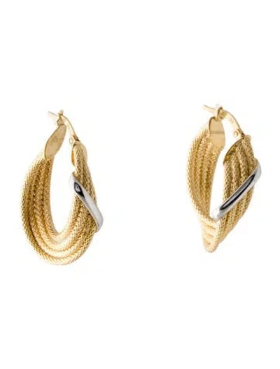 Pre-owned Earrings 14k Textured Twist Hoop Earring In Multi
