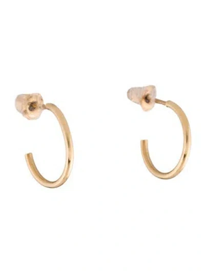 Pre-owned Earrings 14k Thin Tube Hoop  In Multi