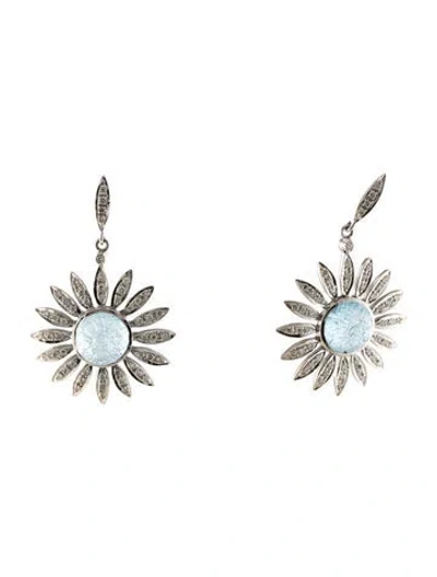 Pre-owned Earrings 14k Topaz & 1.04ctw Diamond Flower Drop  In Multi