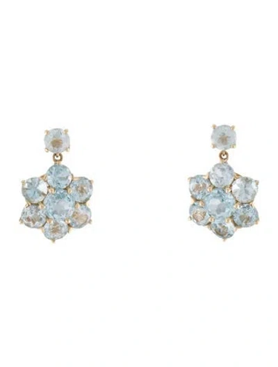 Pre-owned Earrings 14k Topaz & Aquamarine Drop  In Multi