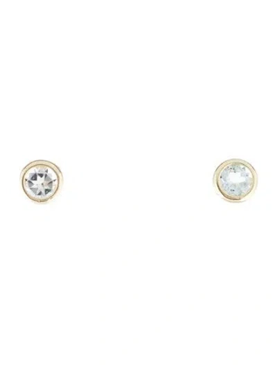 Pre-owned Earrings 14k Topaz & Aquamarine Stud  In Multi