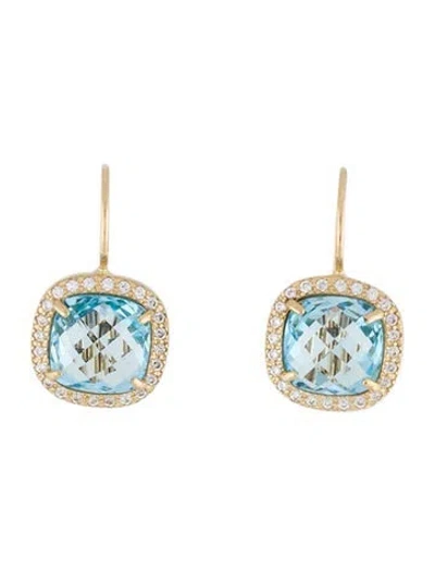 Pre-owned Earrings 14k Topaz & Cubic Zirconia Drop  In Multi