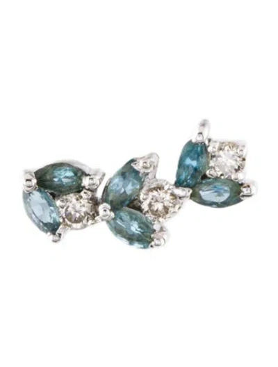 Pre-owned Earrings 14k Topaz & Diamond Single Stud Earring In Multi