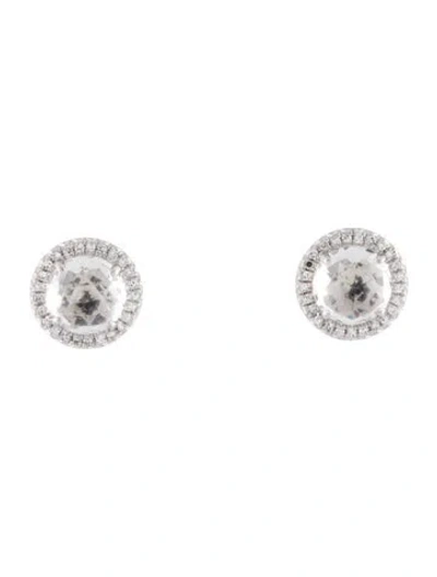 Pre-owned Earrings 14k Topaz & Diamond Stud  In Multi