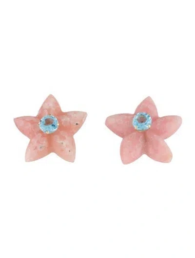 Pre-owned Earrings 14k Topaz & Opal Convertible Stud  In Multi