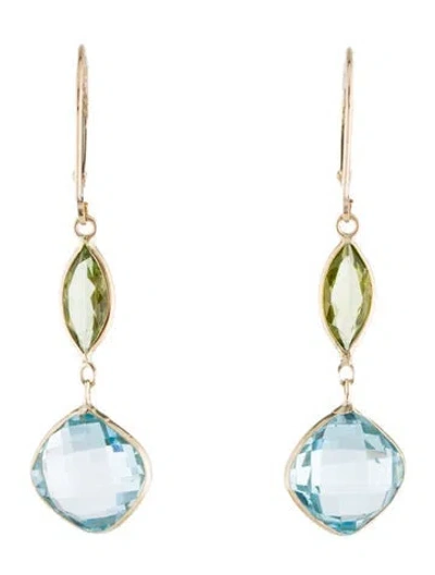 Pre-owned Earrings 14k Topaz & Peridot Drop  In Multi