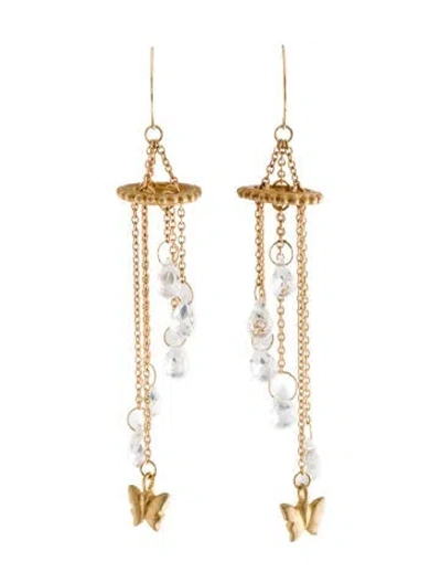 Pre-owned Earrings 14k Topaz Butterfly Drop  In Multi