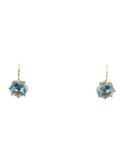 Pre-owned Earrings 14k Topaz Drop  In Multi