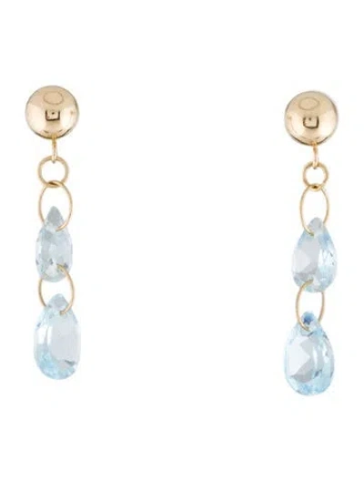 Pre-owned Earrings 14k Topaz Drop  In Multi