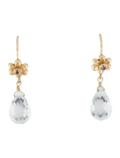 Pre-owned Earrings 14k Topaz Drop  In Multi