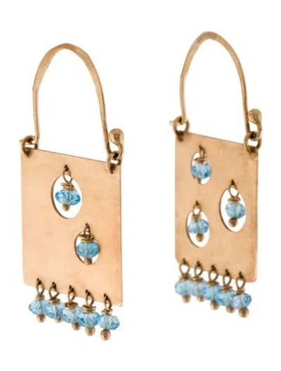 Pre-owned Earrings 14k Topaz Drop  In Multi
