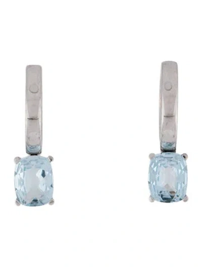 Pre-owned Earrings 14k Topaz Drop Huggie  In Multi