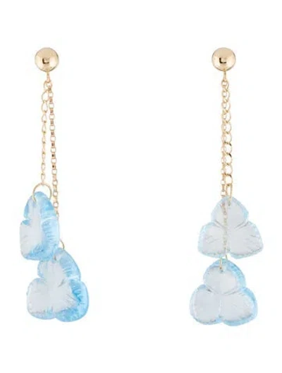Pre-owned Earrings 14k Topaz Flower Drop  In Multi