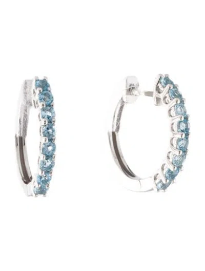 Pre-owned Earrings 14k Topaz Hoop  In Multi