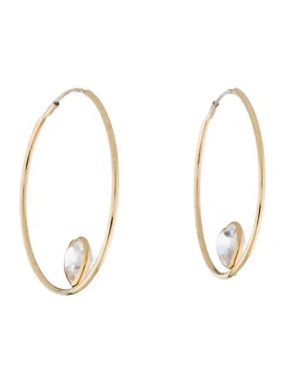 Pre-owned Earrings 14k Topaz Hoop  In Multi