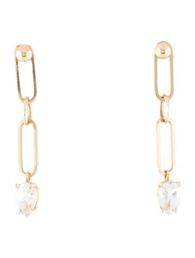 Pre-owned Earrings 14k Topaz Paperclip Chain Drop  In Multi