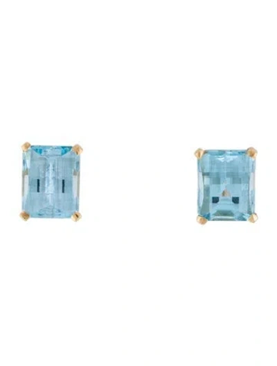 Pre-owned Earrings 14k Topaz Stud  In Multi