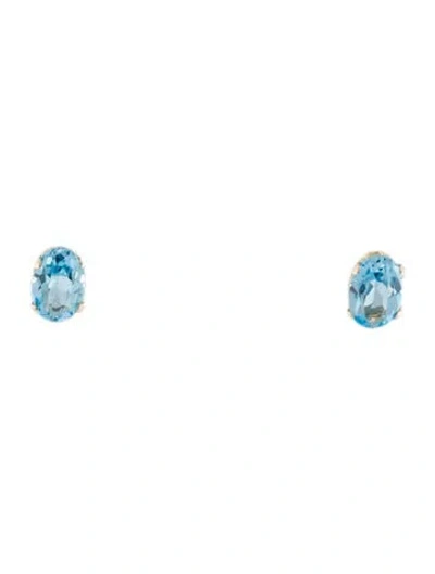 Pre-owned Earrings 14k Topaz Stud  In Multi