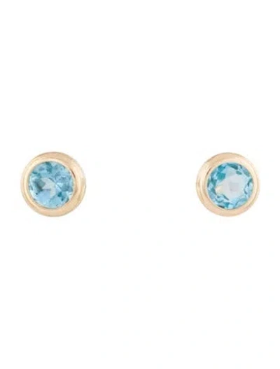 Pre-owned Earrings 14k Topaz Stud  In Multi