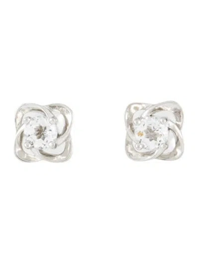 Pre-owned Earrings 14k Topaz Stud  In Multi