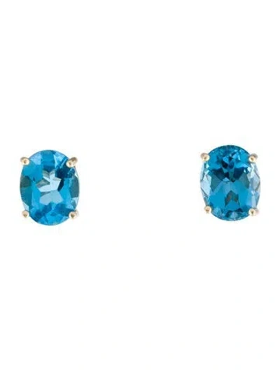 Pre-owned Earrings 14k Topaz Stud  In Multi