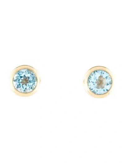 Pre-owned Earrings 14k Topaz Stud  In Multi