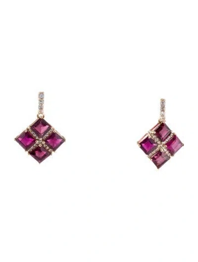 Pre-owned Earrings 14k Tourmaline & Sapphire Drop  In Multi