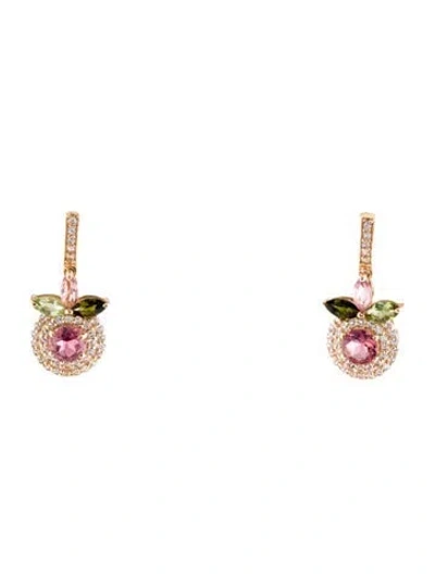 Pre-owned Earrings 14k Tourmaline & Sapphire Drop  In Multi