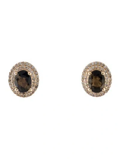 Pre-owned Earrings 14k Tourmaline & Sapphire Stud  In Multi