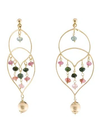 Pre-owned Earrings 14k Tourmaline Chandelier  In Multi